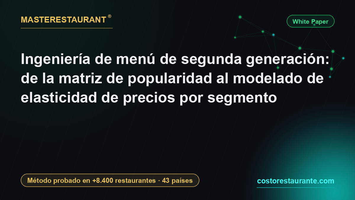 Ingeniería de menú de segunda generación: de la matriz de popularidad al modelado de elasticidad de precios por segmento — Masterestaurant