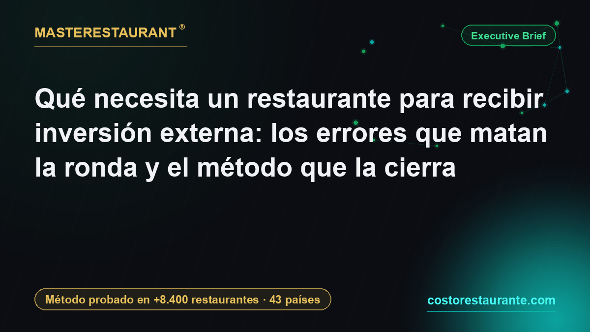 Qué necesita un restaurante para recibir inversión externa: los errores que matan la ronda y el método que la cierra — Masterestaurant